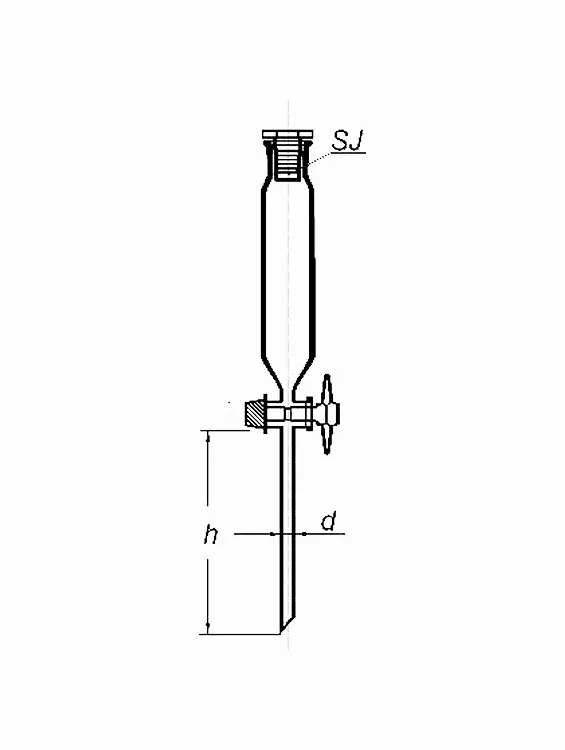 Rozdzielacz cylindryczny skala, kran PTFE