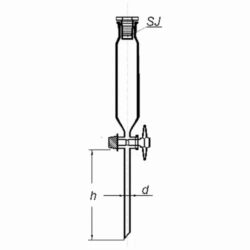 Rozdzielacz cylindryczny skala, kran PTFE